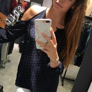 2 for 10$ Small Blue Navy Polka Dot Blouse